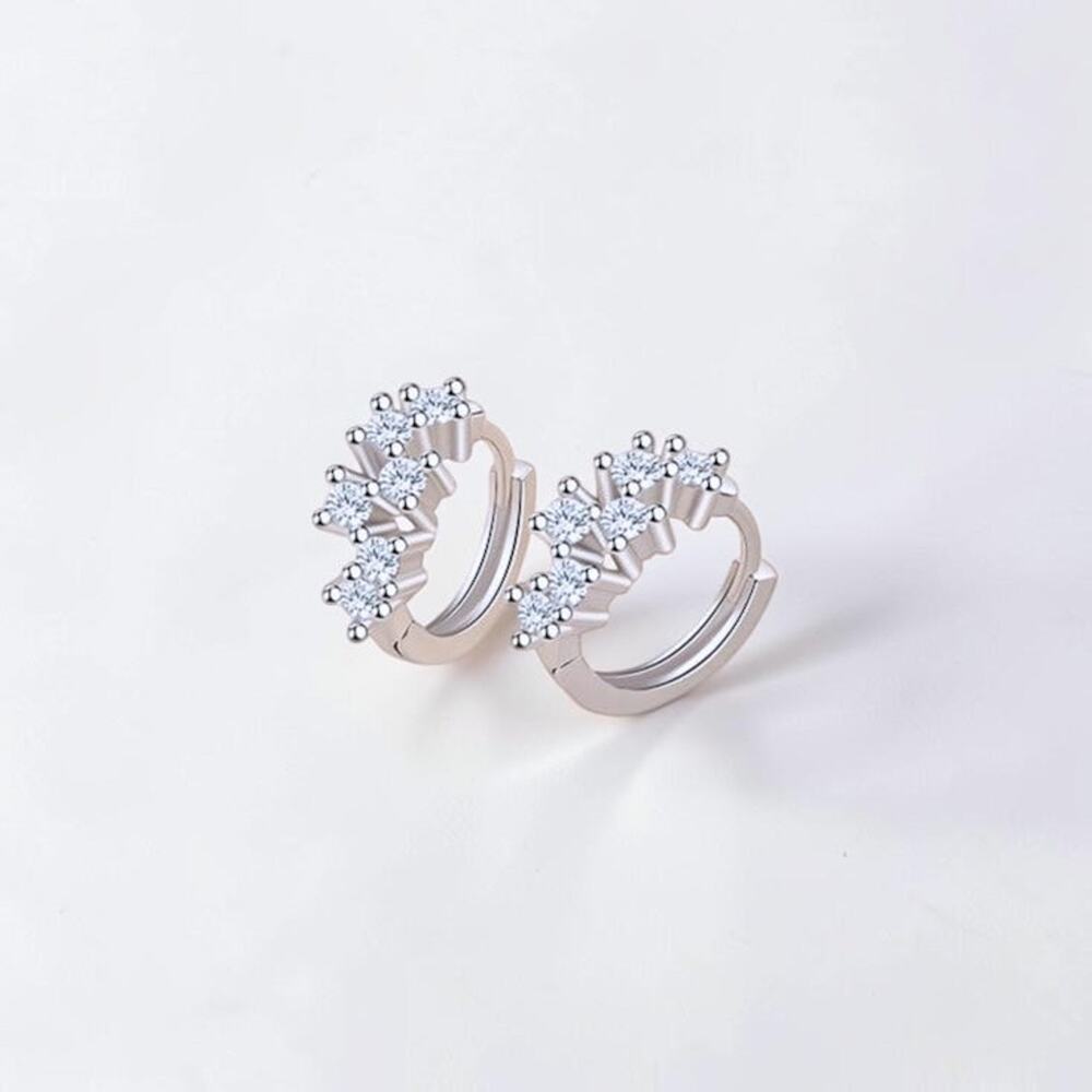 Silver Zircon Hoop Earrings